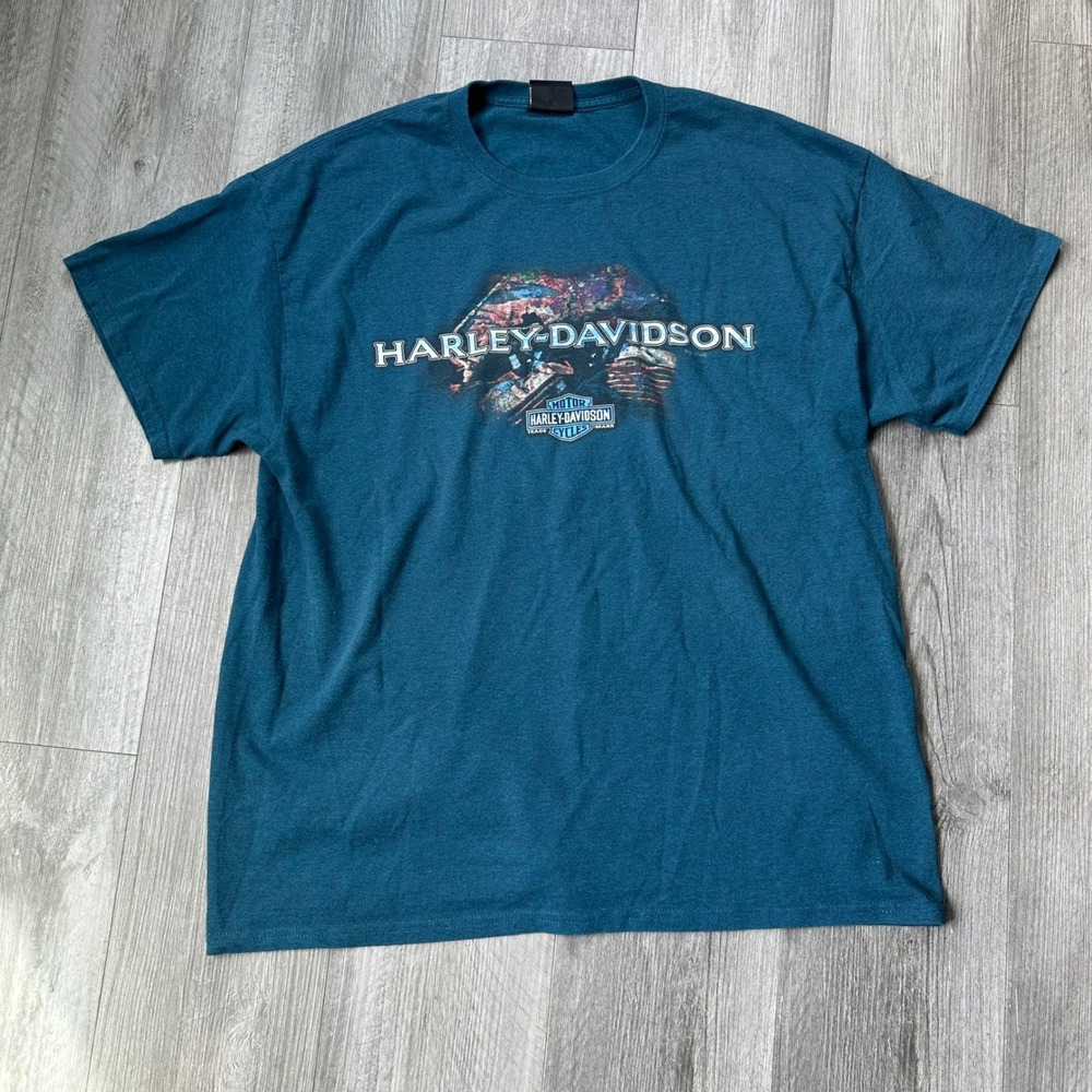 Harley-Davidson Open Road 10 Years Fond du Lac WI Blue Graphic T-Shirt XL